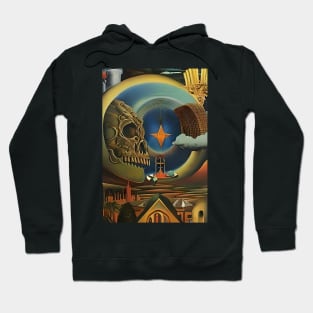 Surrealist painting like digital art of a Skull biblical style winged angel abstract buldings Hoodie